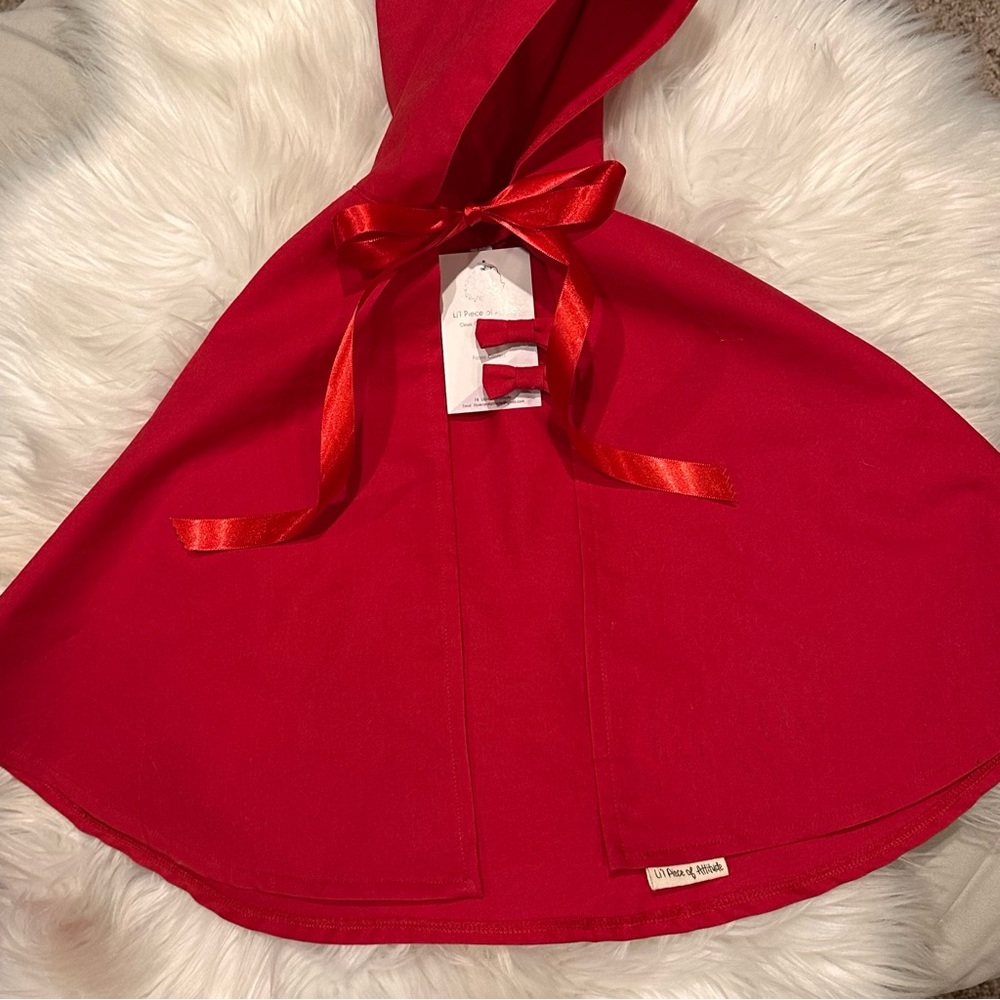 Custom Listing Red Riding Hood Cape and Barrettes - Picture 2 of 4